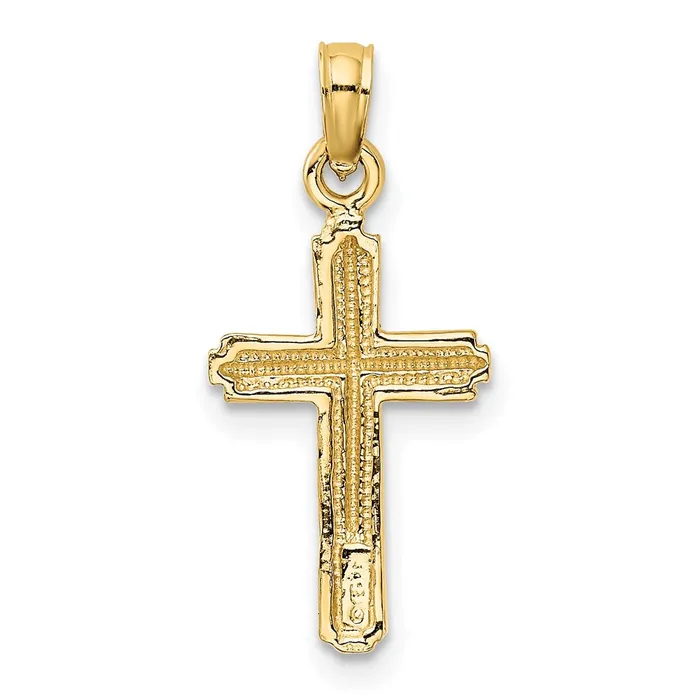 Necklaces 14K Polished Cross With Stripped Border Pendant TreasureFineJewelers