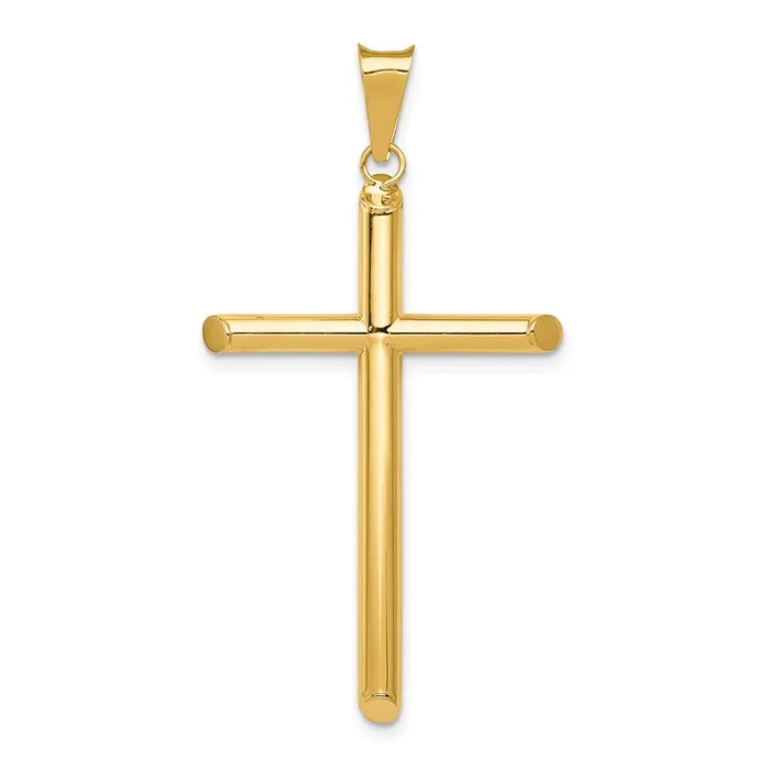 Necklaces 14k Polished Tube Cross Pendant TreasureFineJewelers