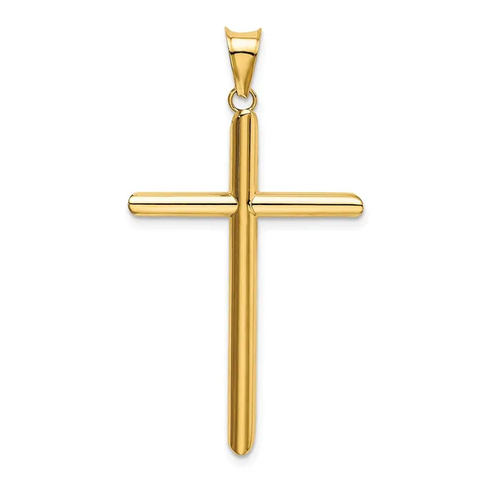 Necklaces 14k Polished Tube Cross Pendant TreasureFineJewelers
