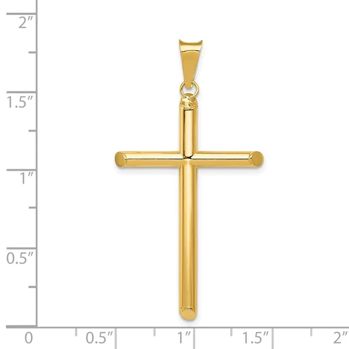 Necklaces 14k Polished Tube Cross Pendant TreasureFineJewelers