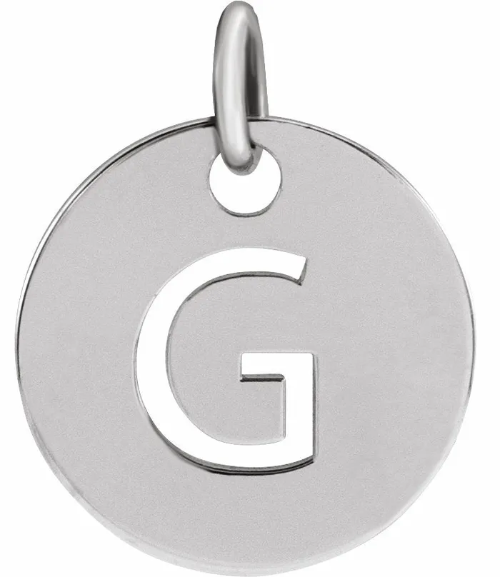 Necklaces 14K White Gold Initial G 10 mm Disc Pendant TreasureFineJewelers Necklaces 14K White Gold Initial G 10 mm Disc Pendant TreasureFineJewelers