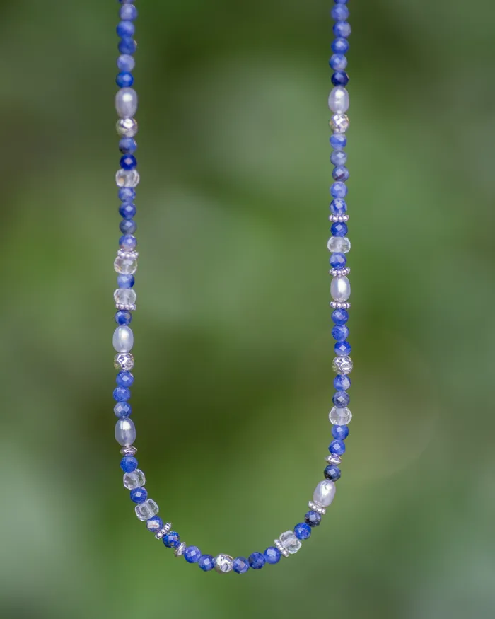 Necklaces Sodalite Crystal Quartz Beaded Necklace Vida Jewelry Designs