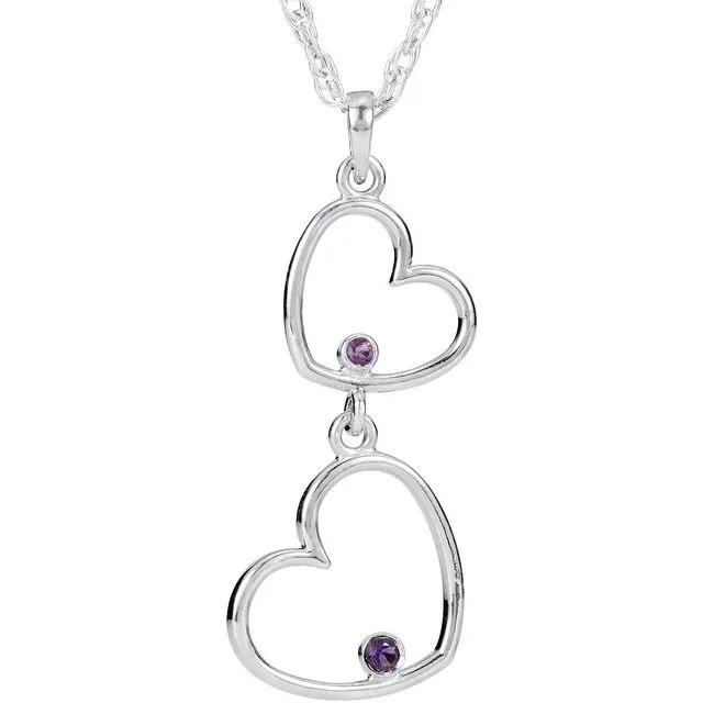 Necklaces Sterling Silver 85549Amethyst Double Heart 18 Necklace TreasureFineJewelers Necklaces Sterling Silver 85549Amethyst Double Heart 18 Necklace TreasureFineJewelers