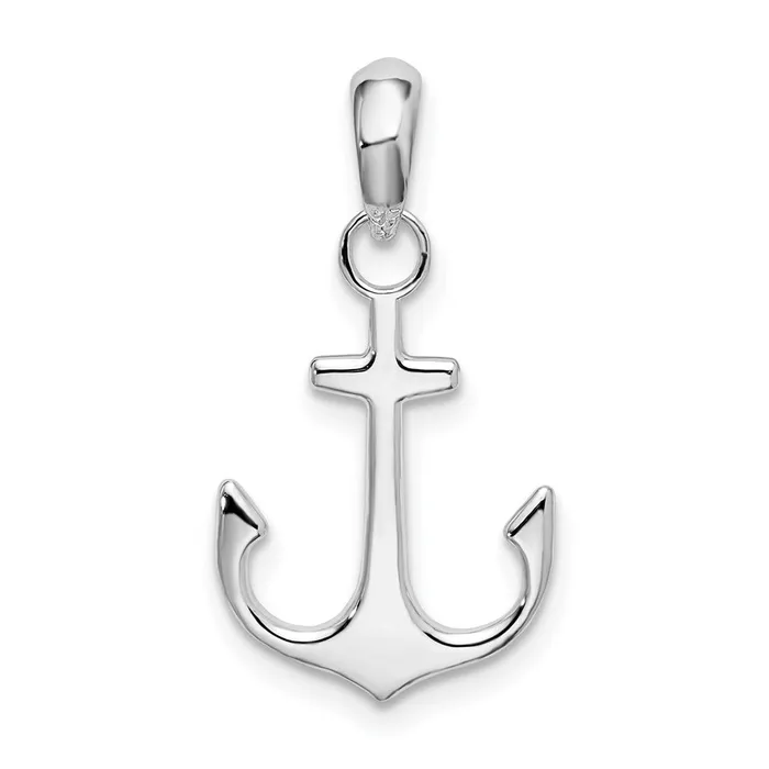 Necklaces Sterling Silver Polished Anchor Pendant TreasureFineJewelers
