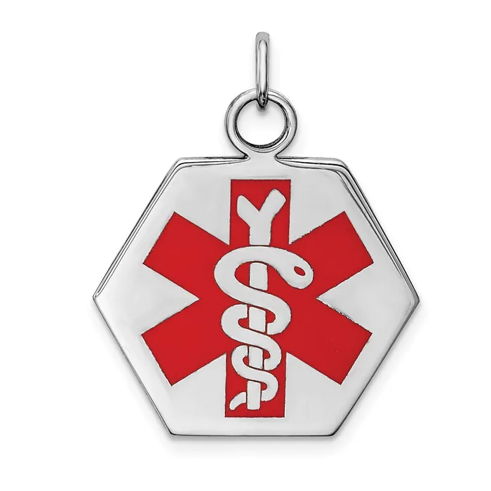 Necklaces Sterling Silver Rhodiumplated Medical Jewelry Pendant TreasureFineJewelers Necklaces Sterling Silver Rhodiumplated Medical Jewelry Pendant TreasureFineJewelers