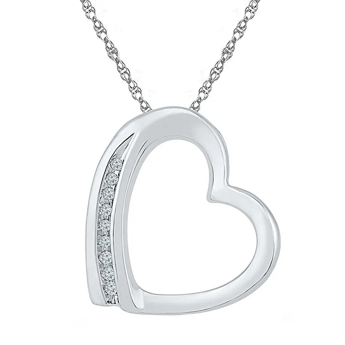 Necklaces Sterling Silver Womens Round Diamond Heart Pendant 03 Cttw North Arrow Shop Necklaces Sterling Silver Womens Round Diamond Heart Pendant 03 Cttw North Arrow Shop