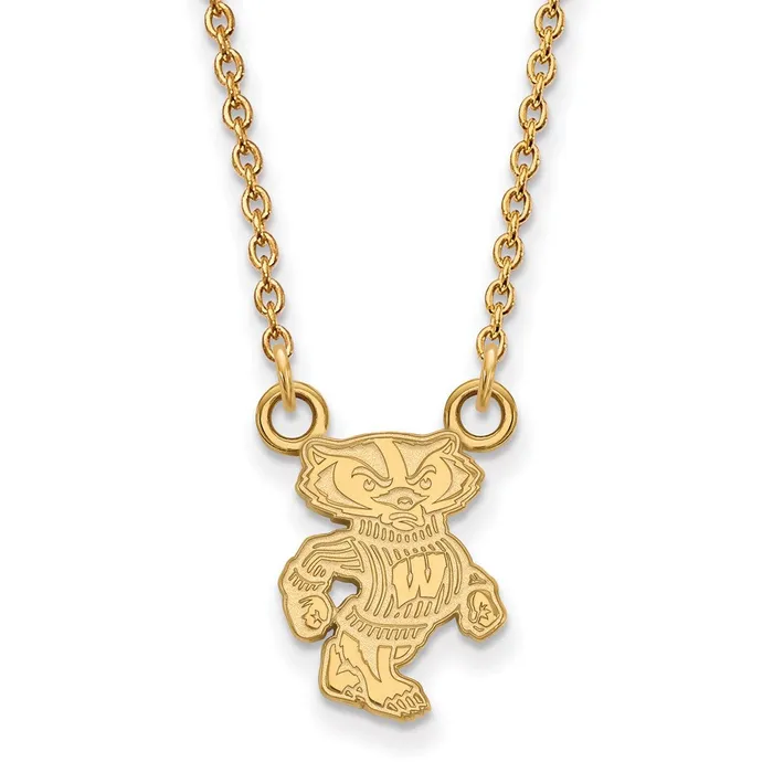 Necklaces TreasureFineJewelers 10k Gold University of Wisconsin Badger Small Pendant 18 inch Necklace Necklaces TreasureFineJewelers 10k Gold University of Wisconsin Badger Small Pendant 18 inch Necklace
