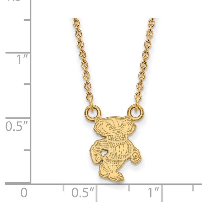 Necklaces TreasureFineJewelers 10k Gold University of Wisconsin Badger Small Pendant 18 inch Necklace