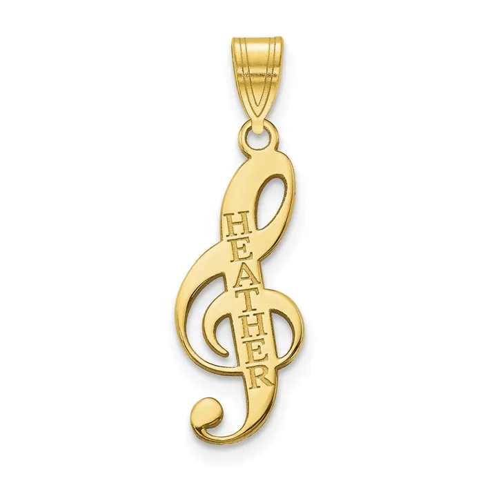 Necklaces TreasureFineJewelers 10K Personalized Music Note Pendant
