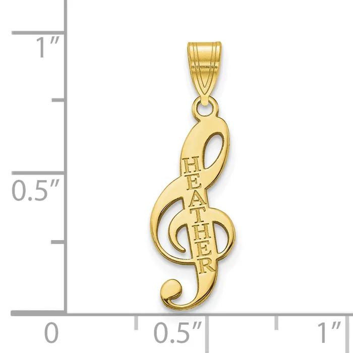 Necklaces TreasureFineJewelers 10K Personalized Music Note Pendant