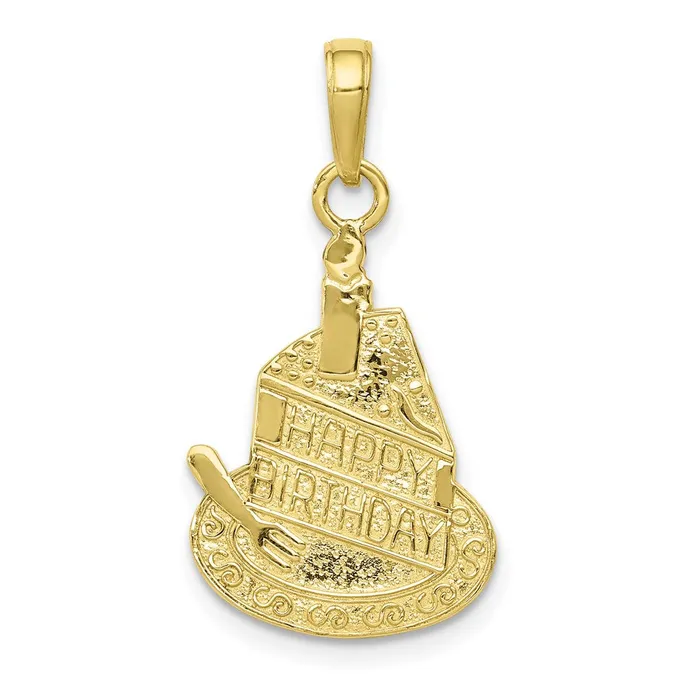 Necklaces TreasureFineJewelers 10K Slice Of Cake With Candle HAPPY BIRTHDAY Pendant Necklaces TreasureFineJewelers 10K Slice Of Cake With Candle HAPPY BIRTHDAY Pendant