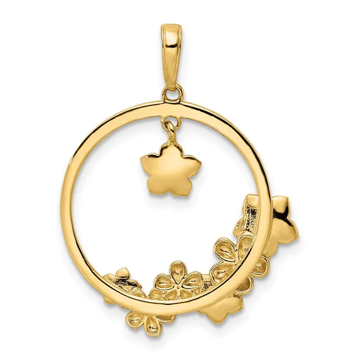 Necklaces TreasureFineJewelers 14k and White Rhodium Diamondcut Flowers Pendant