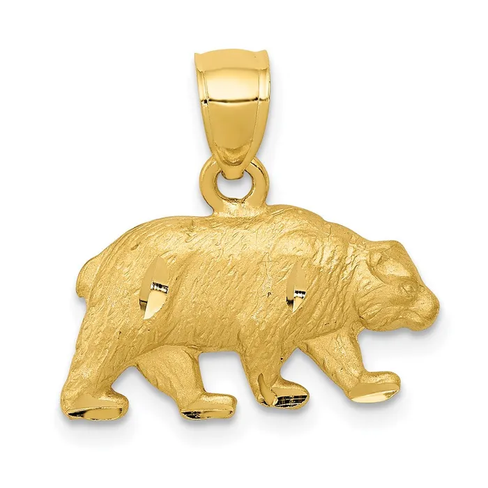 Necklaces TreasureFineJewelers 14K Diamondcut Bear Pendant