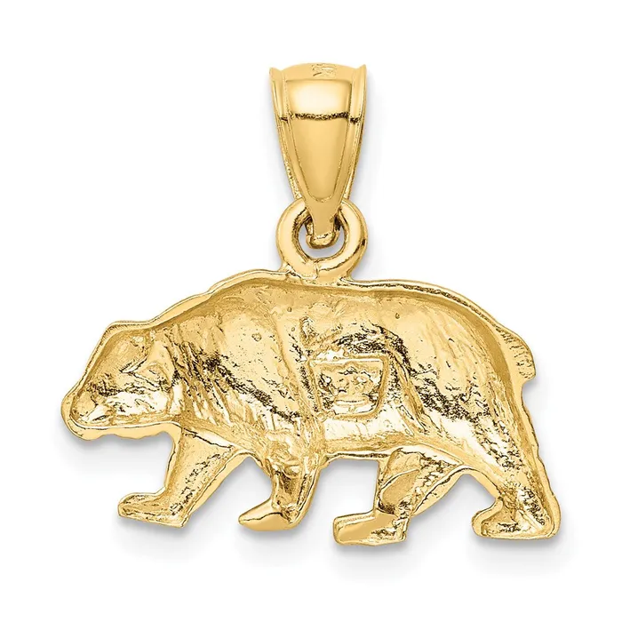 Necklaces TreasureFineJewelers 14K Diamondcut Bear Pendant