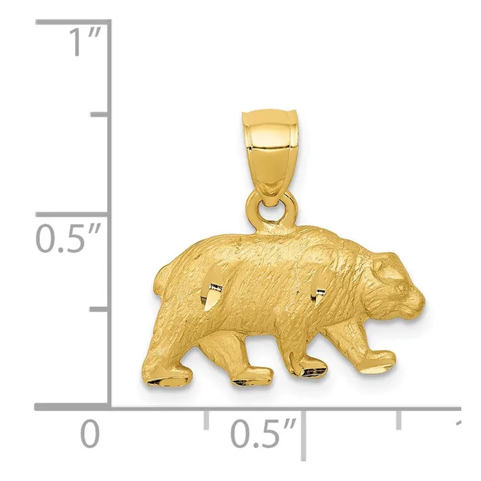 Necklaces TreasureFineJewelers 14K Diamondcut Bear Pendant