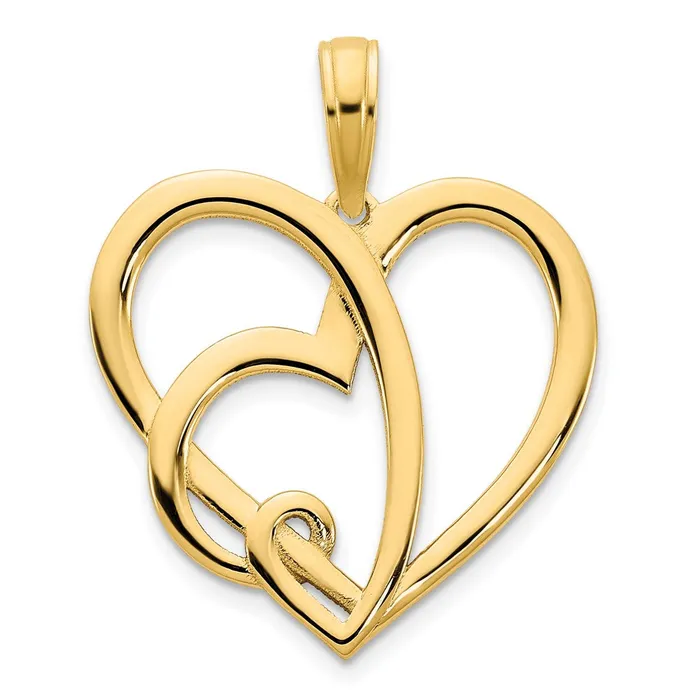 Necklaces TreasureFineJewelers 14k Heart in a Heart Pendant