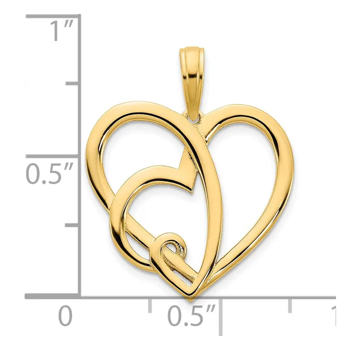 Necklaces TreasureFineJewelers 14k Heart in a Heart Pendant