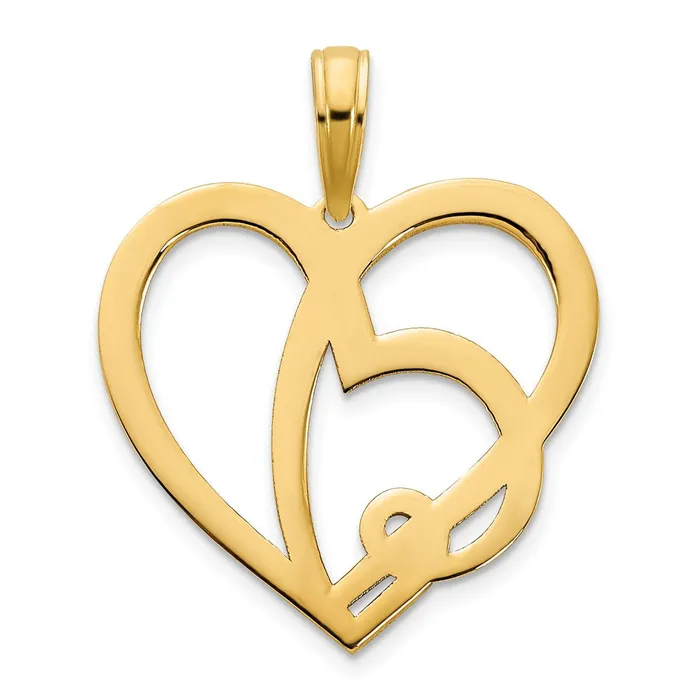 Necklaces TreasureFineJewelers 14k Heart in a Heart Pendant