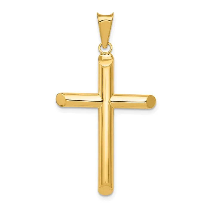 Necklaces TreasureFineJewelers 14k Polished Tube Cross Pendant