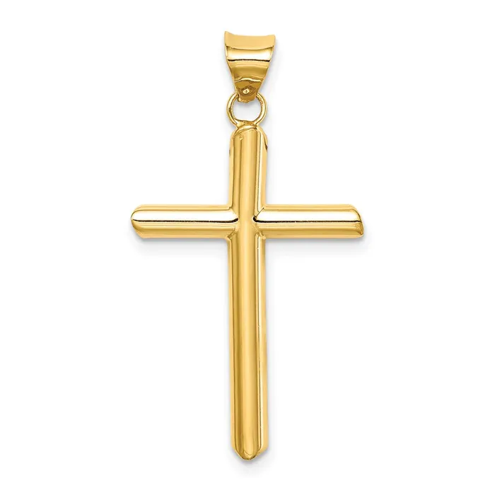 Necklaces TreasureFineJewelers 14k Polished Tube Cross Pendant
