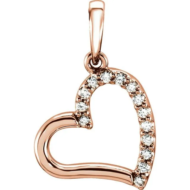 Necklaces TreasureFineJewelers 14K Rose Gold 06 CTW Natural Diamond Heart Pendant Necklaces TreasureFineJewelers 14K Rose Gold 06 CTW Natural Diamond Heart Pendant