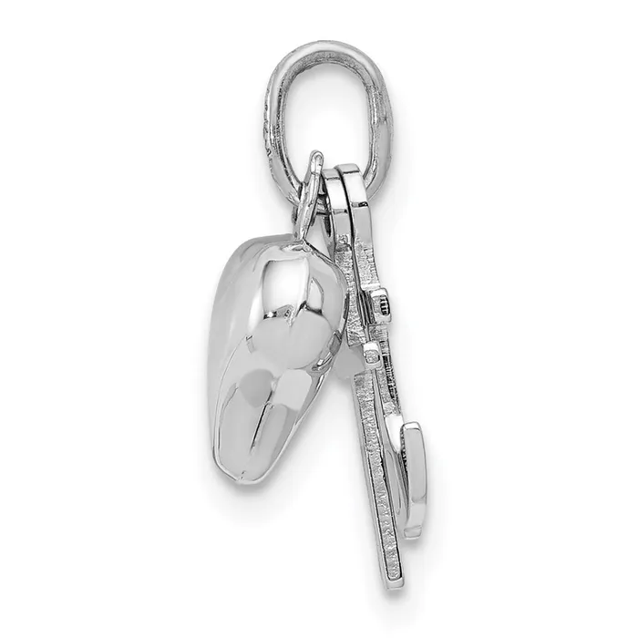 Necklaces TreasureFineJewelers 14K White Gold 3D Heart Cross And Anchor Pendant