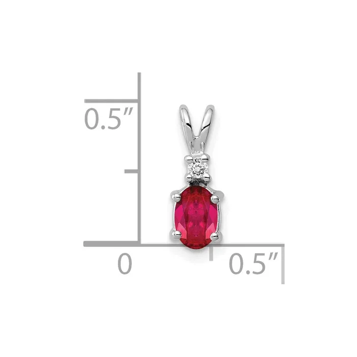 Necklaces TreasureFineJewelers 14k White Gold 6x4mm Oval Ruby A Diamond pendant