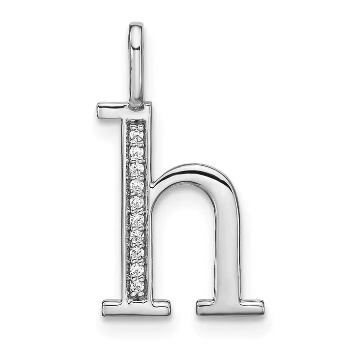 Necklaces TreasureFineJewelers 14K White Gold Diamond Lower Case Letter H Initial Pendant Necklaces TreasureFineJewelers 14K White Gold Diamond Lower Case Letter H Initial Pendant
