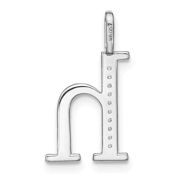 Necklaces TreasureFineJewelers 14K White Gold Diamond Lower Case Letter H Initial Pendant