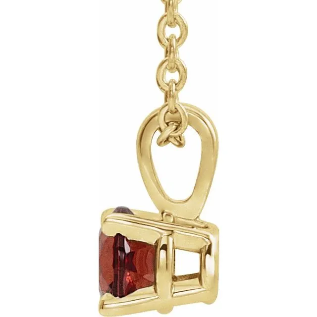 Necklaces TreasureFineJewelers 14K Yellow Gold 5 mm Natural Mozambique Garnet 1618 Necklace