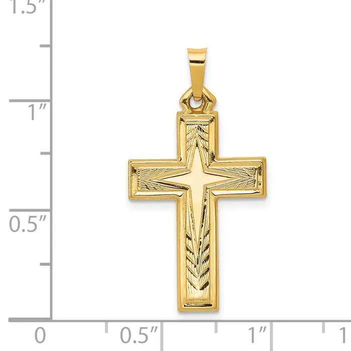 Necklaces TreasureFineJewelers 14k Yellow Gold Brushed and Polished Latin Cross Pendant