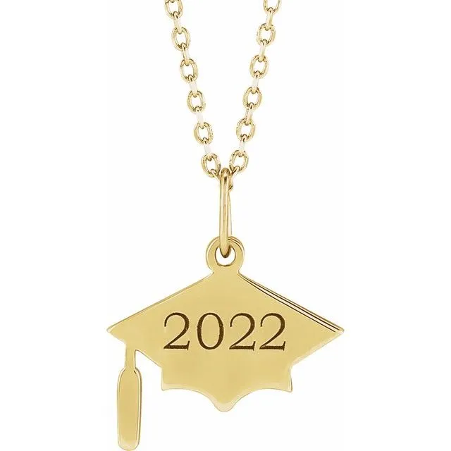 Necklaces TreasureFineJewelers 14K Yellow Gold Engravable Graduation Cap 1618 Necklace Necklaces TreasureFineJewelers 14K Yellow Gold Engravable Graduation Cap 1618 Necklace