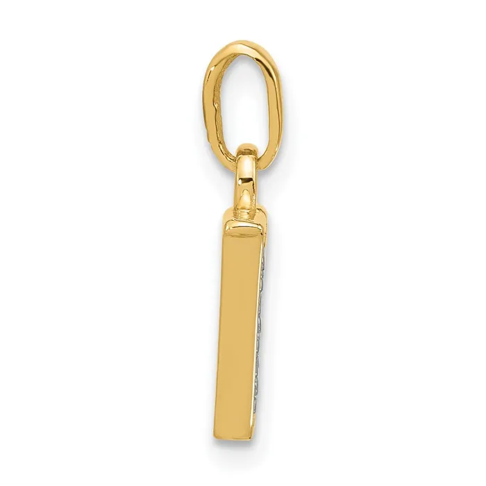 Necklaces TreasureFineJewelers 14k Yellow Gold Rhodium with Rhodium Diamond Letter V Initial Pendant