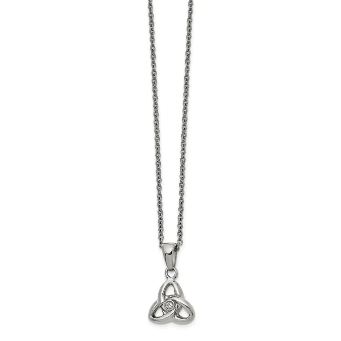 Necklaces TreasureFineJewelers Chisel Stainless Steel Polished with Preciosa Crystal Trinity Knot Pendant on a 16 inch Cable Chain with a 1 inch Extension Necklace Necklaces TreasureFineJewelers Chisel Stainless Steel Polished with Preciosa Crystal Trinity Knot Pendant on a 16 inch Cable Chain with a 1 inch Extension Necklace