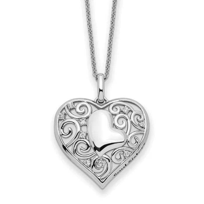 Necklaces TreasureFineJewelers Sentimental Expressions Sterling Silver Rhodiumplated CZ Antiqued Soul Sister Heart 18in Necklace Necklaces TreasureFineJewelers Sentimental Expressions Sterling Silver Rhodiumplated CZ Antiqued Soul Sister Heart 18in Necklace