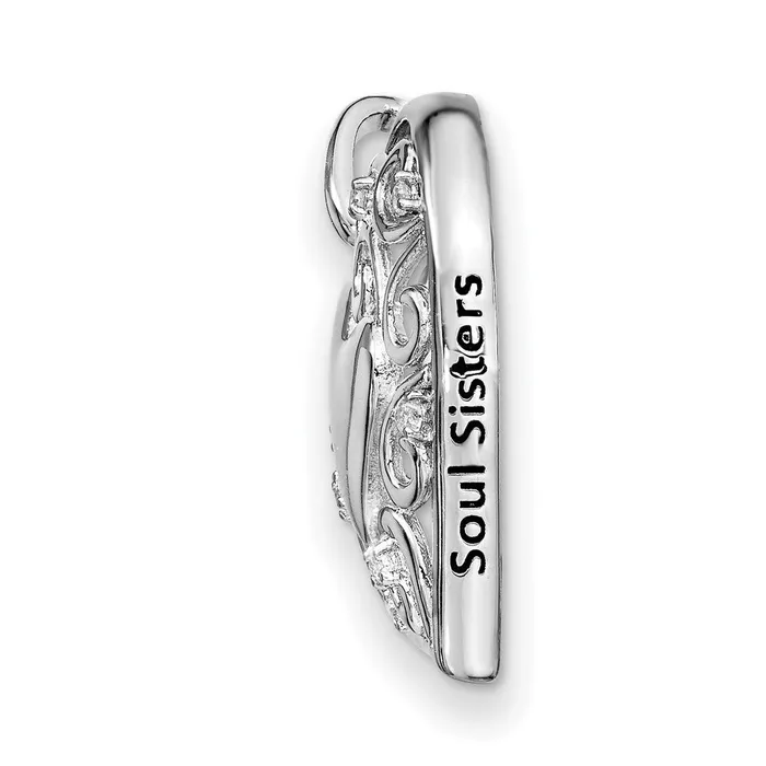 Necklaces TreasureFineJewelers Sentimental Expressions Sterling Silver Rhodiumplated CZ Antiqued Soul Sister Heart 18in Necklace