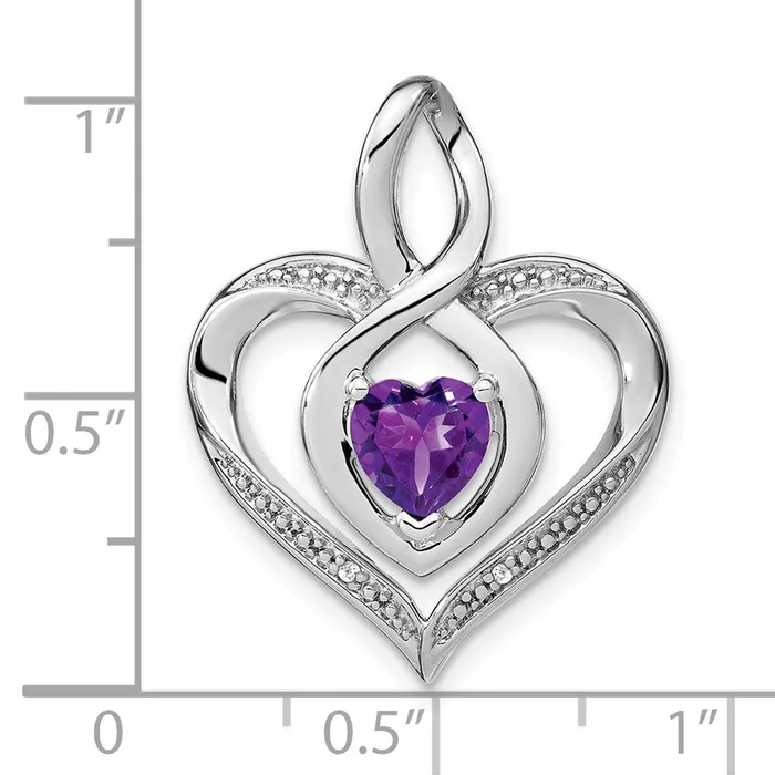 Necklaces TreasureFineJewelers Sterling Silver Amethyst and Diamond Pendant