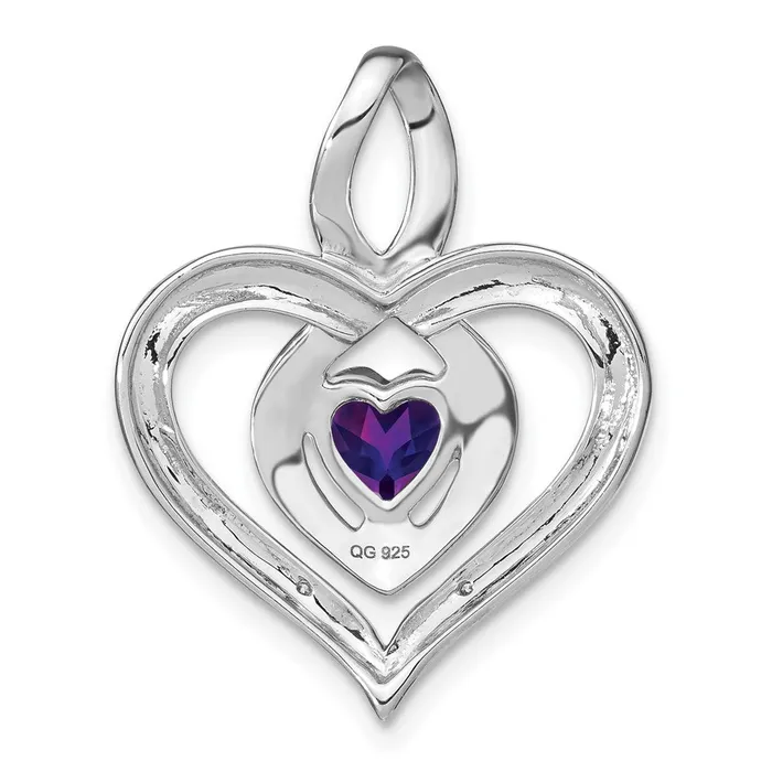 Necklaces TreasureFineJewelers Sterling Silver Amethyst and Diamond Pendant