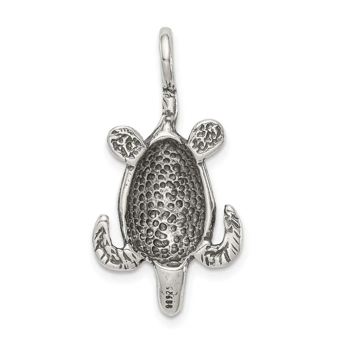 Necklaces TreasureFineJewelers Sterling Silver Antiqued Sea Turtle Pendant