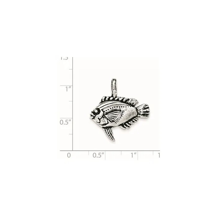 Necklaces TreasureFineJewelers Sterling Silver Antiqued Textured Fish Pendant