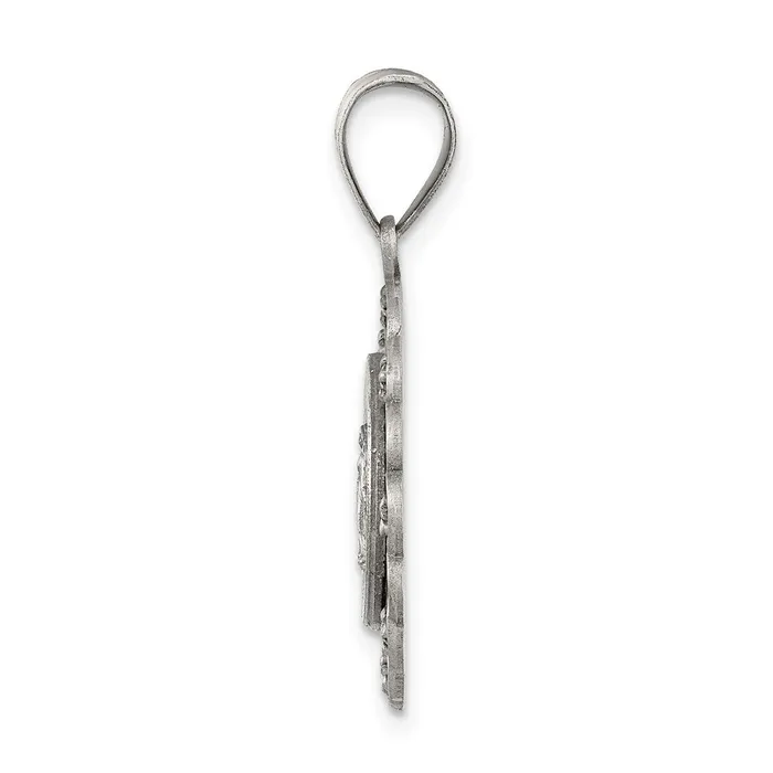 Necklaces TreasureFineJewelers Sterling Silver CZ Antiqued Blessed Mother Pendant