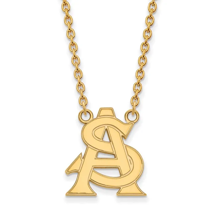 Necklaces TreasureFineJewelers Sterling Silver Goldplated Arizona State University AS Large Pendant 18 inch Necklace Necklaces TreasureFineJewelers Sterling Silver Goldplated Arizona State University AS Large Pendant 18 inch Necklace