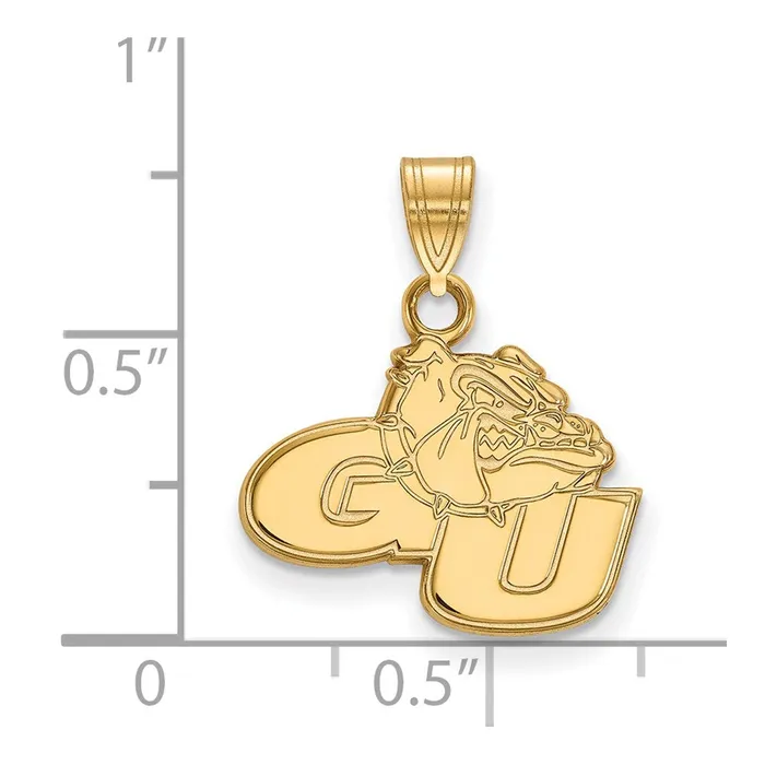 Necklaces TreasureFineJewelers Sterling Silver Goldplated Gonzaga University GU Bulldog Small Pendant