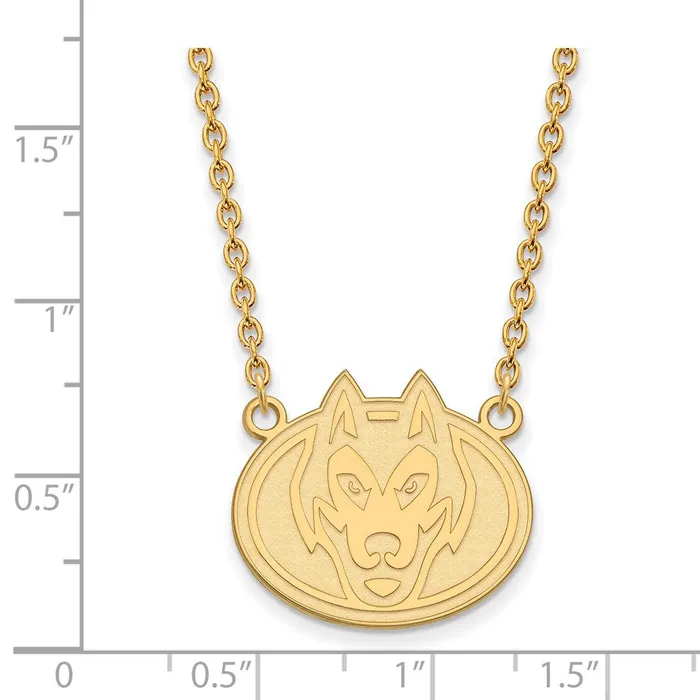 Necklaces TreasureFineJewelers Sterling Silver Goldplated St Cloud State University Husky Large Pendant 18 inch Necklace