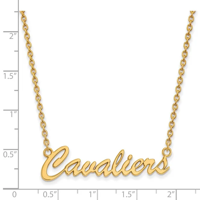 Necklaces TreasureFineJewelers Sterling Silver Goldplated University of Virginia Cavaliers Script Medium Pendant 18 inch Necklace