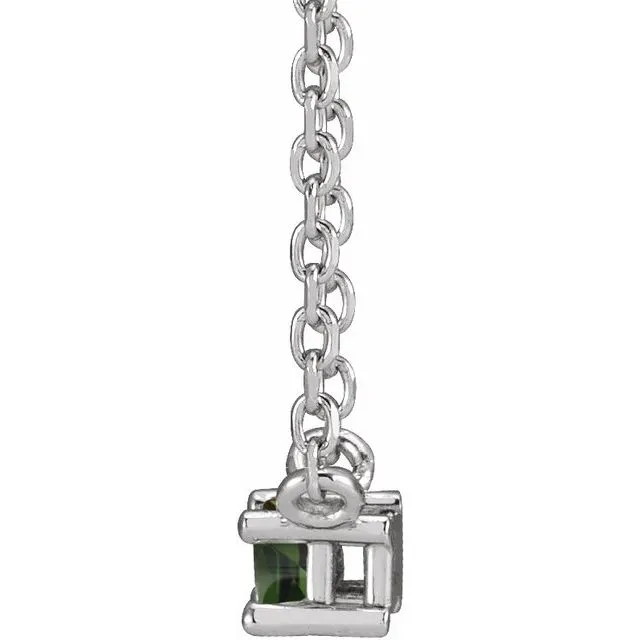 Necklaces TreasureFineJewelers Sterling Silver Natural Green Tourmaline Solitaire 18 Necklace