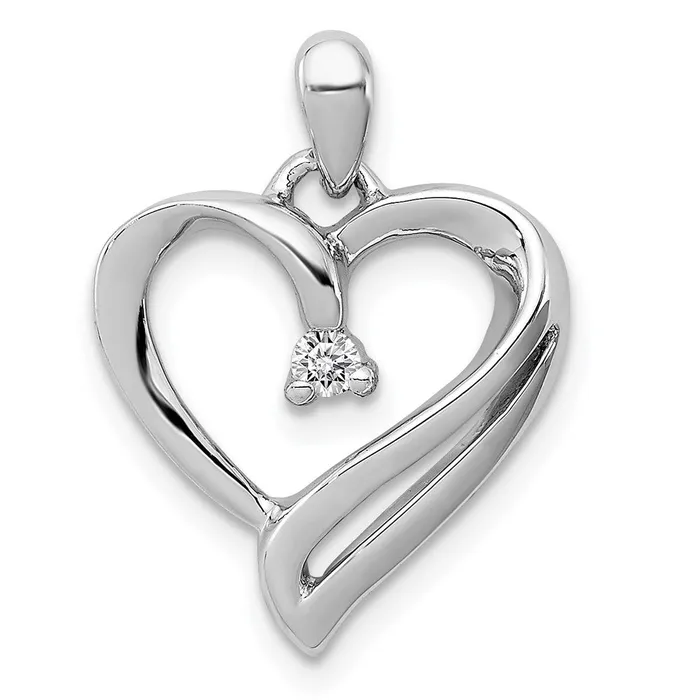 Necklaces TreasureFineJewelers Sterling Silver Rhodium Diam Heart Pendant Necklaces TreasureFineJewelers Sterling Silver Rhodium Diam Heart Pendant