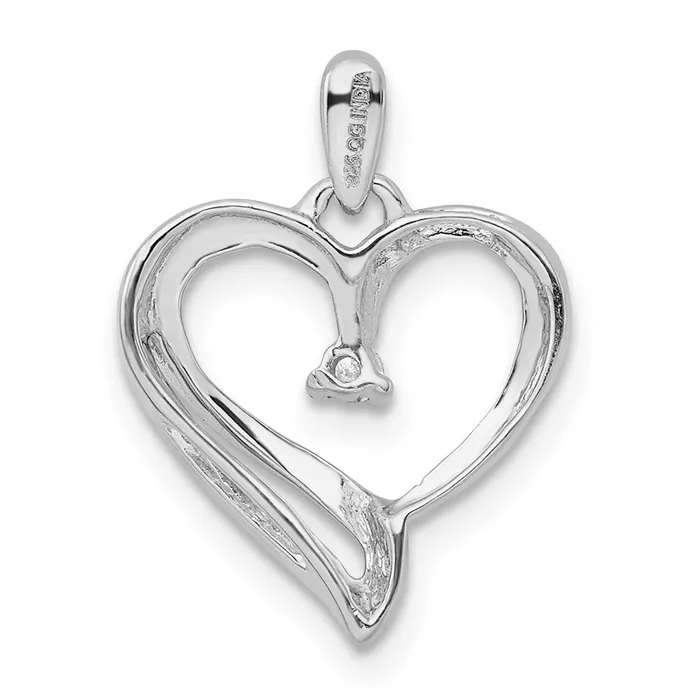 Necklaces TreasureFineJewelers Sterling Silver Rhodium Diam Heart Pendant