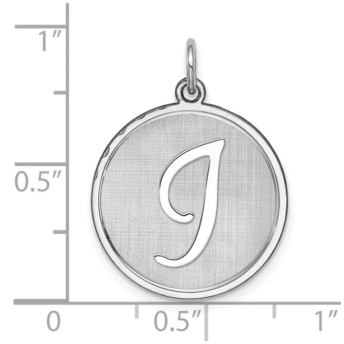 Necklaces TreasureFineJewelers Sterling Silver Rhodiumplated Brocaded Letter I Initial Charm