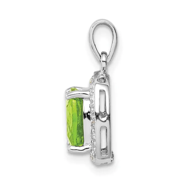 Necklaces TreasureFineJewelers Sterling Silver Rhodium Plated Peridot and Diamond Pendant